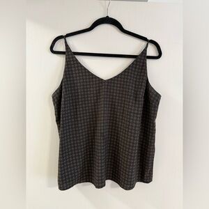 Women’s Black and Brown Patterned V-Neck Cami Top size large
